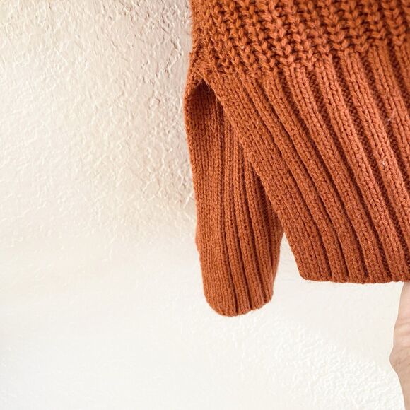 Westbound Womens 2X Long Sleeve Burnt Orange Ribbed V Neck Knit Sweater - Picture 6 of 9